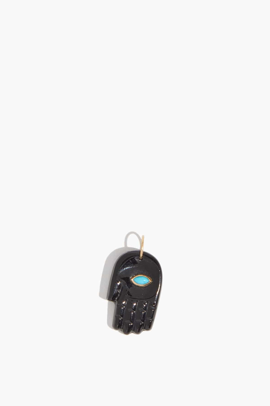 Theodosia Necklaces Black Onyx Hamsa Pendant with Turquoise Marquise