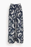 Apiece Apart Pants Suerte Wide Leg Pant in Navy Abstract Brushes