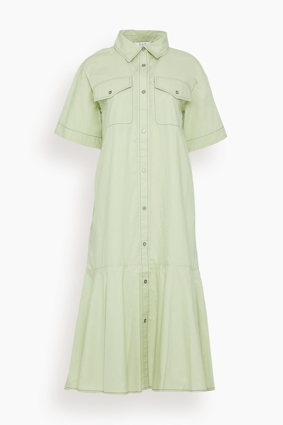 Sea Sullivan Sportswear Midi Shirt Dress in Seafoam