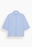 Another Tomorrow Voile Short Sleeve Shirt in Sky