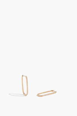 Pave Paperclip Huggies in 14K Gold