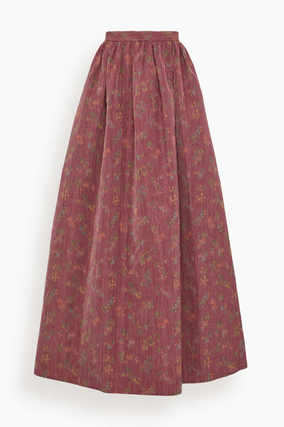 Morgaine Gown Length Full Skirt in Raspberry Floral Ikat