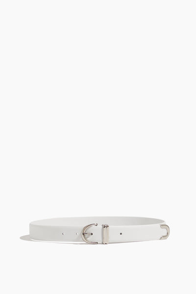 Bambi Skinny Belt with Silver Hardware in Optic White