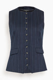 Rag And Bone Irina Ponte Long Vest in Navy Multi