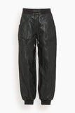 R13 Pants Pleated Pocket Straight Leg Leather Pant in Black R13 Pleated Pocket Straight Leg Leather Pant in Black