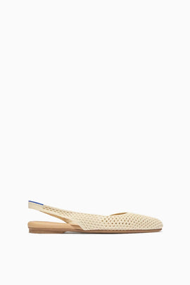 The Almond Slingback in Off White Mesh