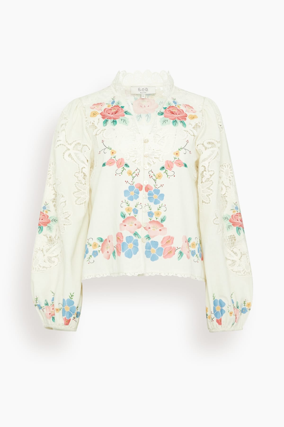 Sea Astrid Embroidery Long Sleeve Blouse in Multi