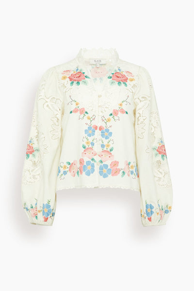 Astrid Embroidery Long Sleeve Blouse in Multi