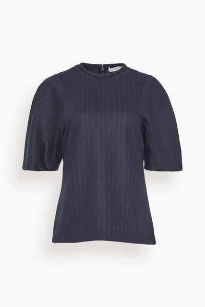 Newton Stripe Sculpted Shrunken T-Shirt in Navy Melange