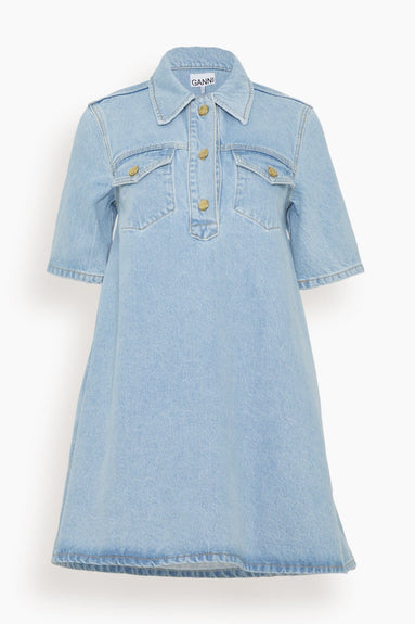 Ganni Casual Dresses Cutline Denim Mini Dress in Mid Blue Vintage