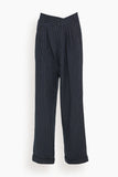 R13 Pants Triple Pleat Crossover Trouser in Dark Navy Stripe R13 Triple Pleat Crossover Trouser in Dark Navy Stripe