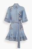 Alemais Villa Romantica Mini Dress in Blue