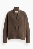 Brandon Maxwell The Lowen Double Breasted Shawl Cardigan in Truffle