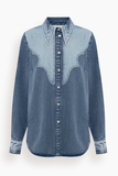 Alemais Jesse Denim Applique Shirt in Blue