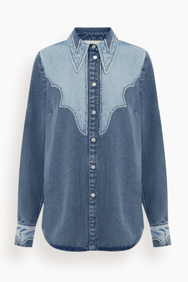 Jesse Denim Applique Shirt in Blue