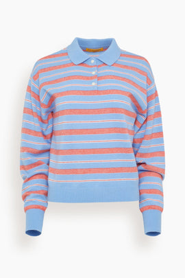 Collegiate Stripe Polo in French Blue Combo