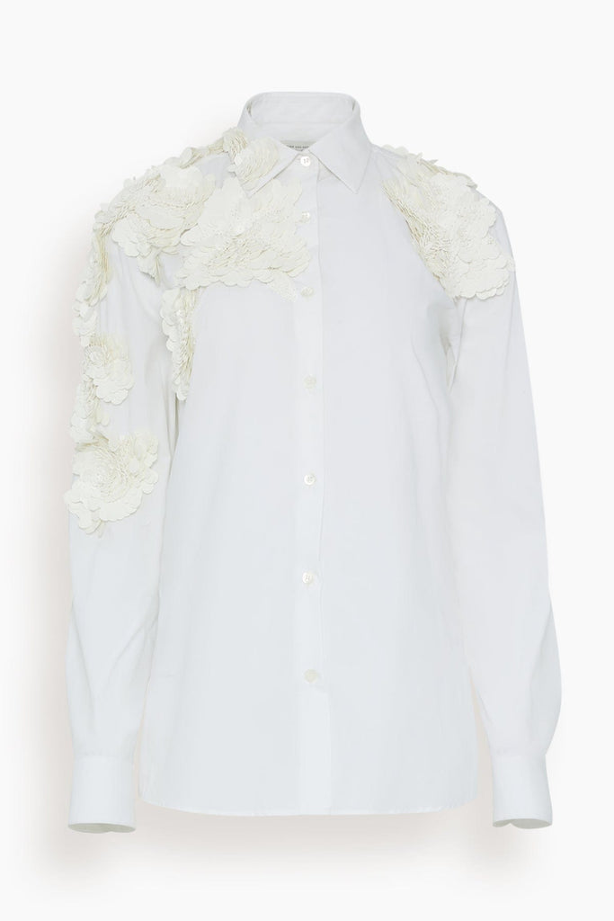 Dries Van Noten Clavelly Embroidered Shirt in White – Hampden Clothing