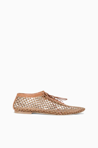 Kit Lace Up Flat in Tan