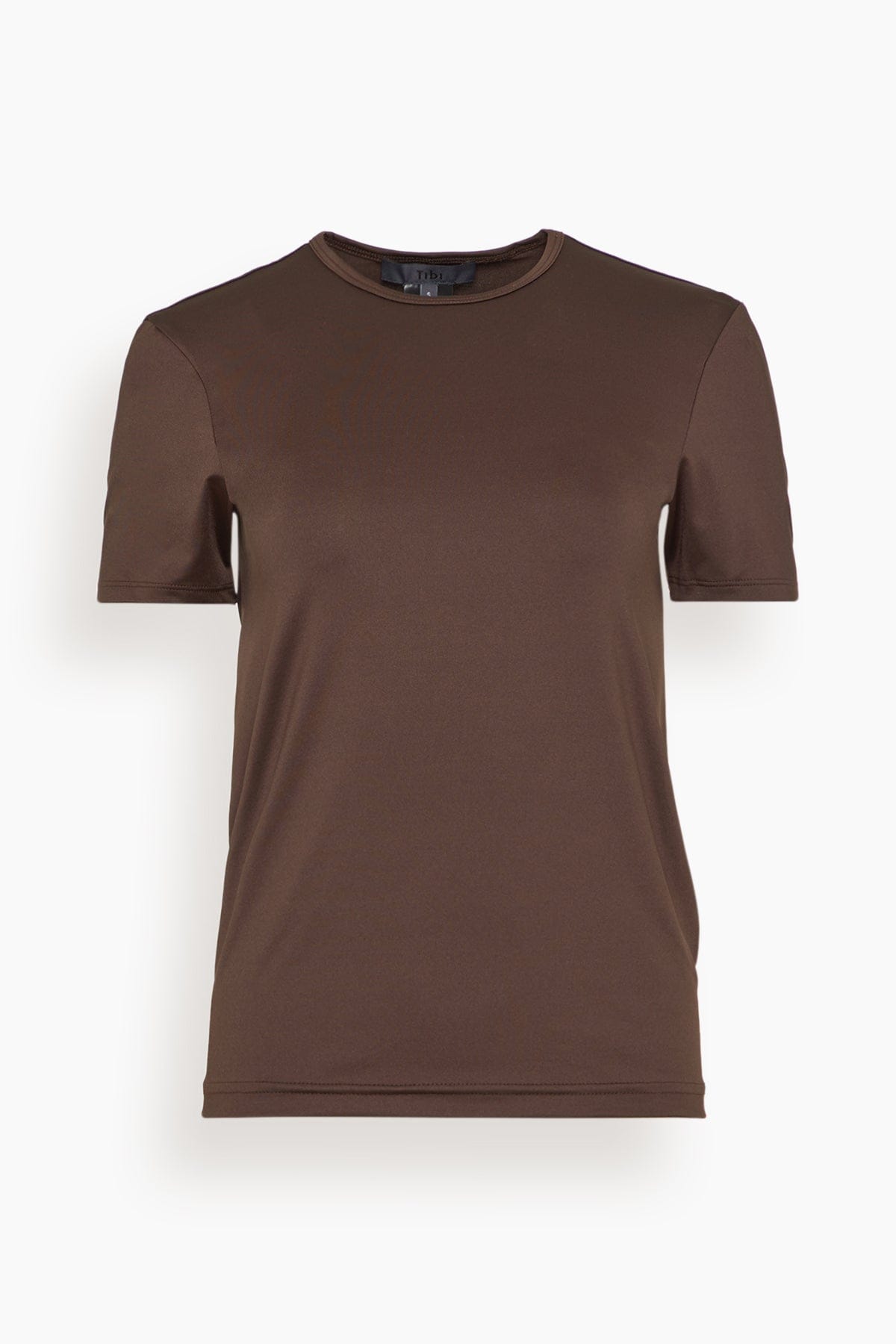 Tibi Light Weight Tech Short Sleeve T in Hickory Brown