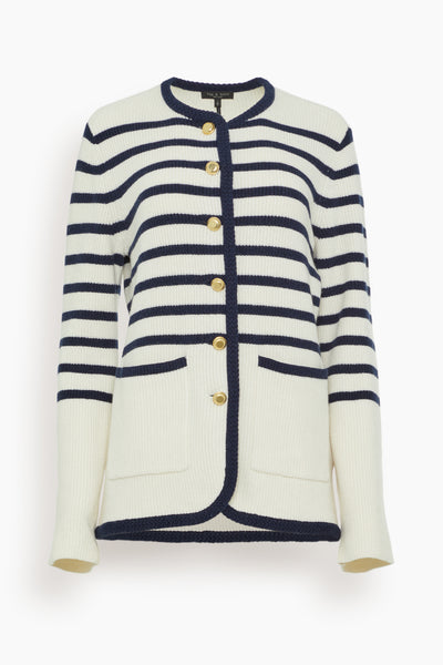 Nancy Long Stripe Cardigan in Ivory