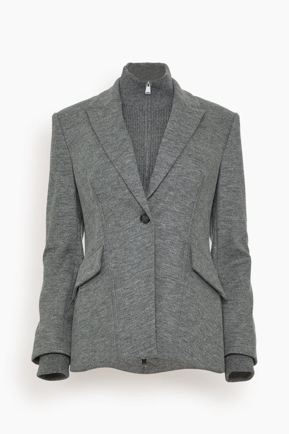 Simkhai Jackets Auden Knit Combo Blazer in Warm Gray