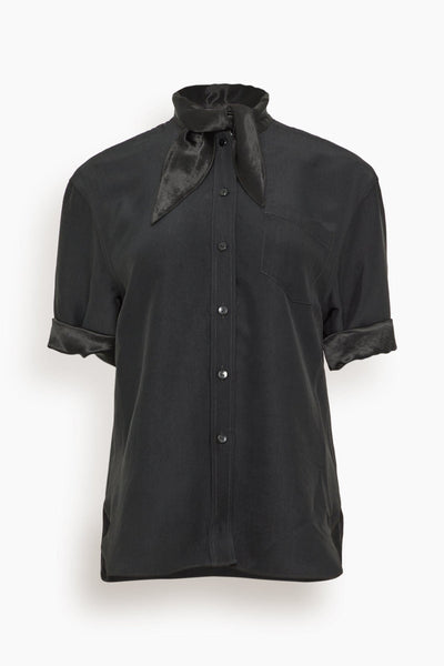 Short Sleeve Tie Shirt in Black