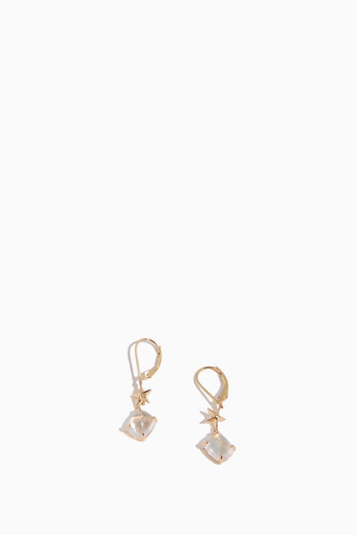 Moonstone Starfish Earrings in 18k Yellow Gold
