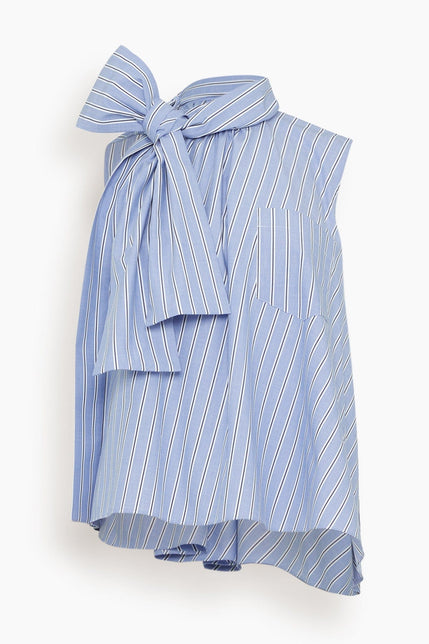 Sacai Tops Cotton Poplin Shirt in Light Blue Stripe