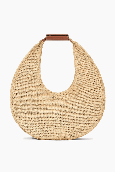 Large Raffia Moon Tote Bag in Natural/Tan