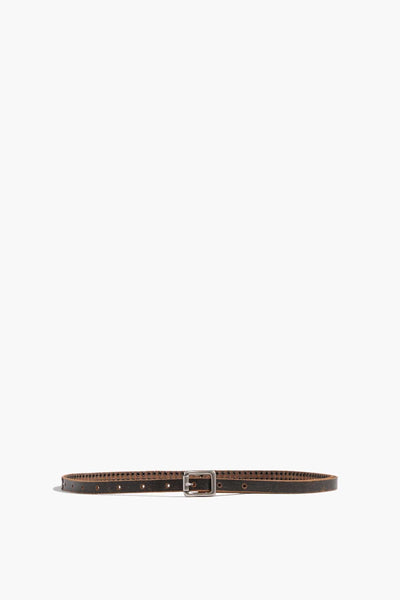 Studded Skinny Belt in Brown