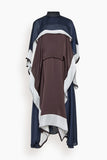 Sacai Satin x Chiffon Dress in Brown x Ecru