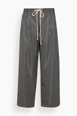 Balloon Drawstring Trouser in Black Stripe