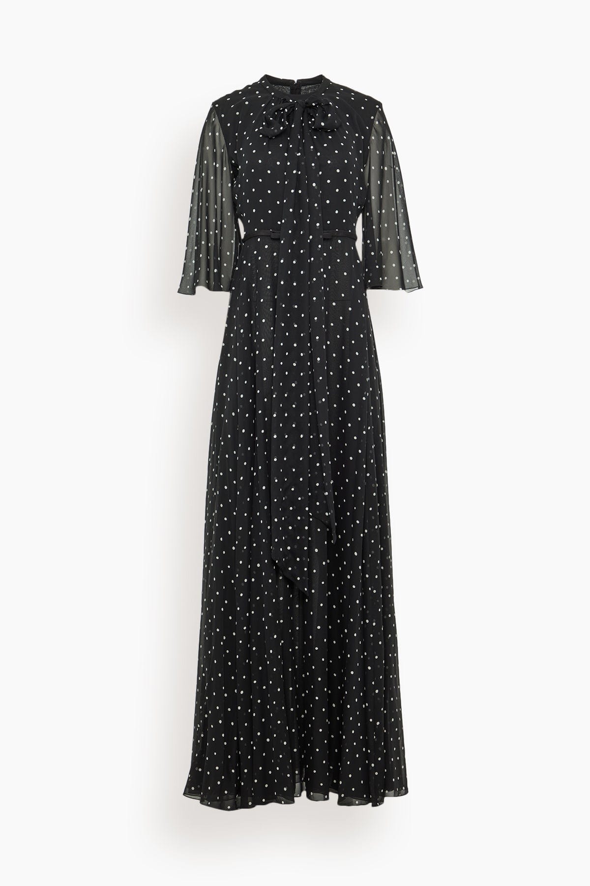 Giambattista Valli - Giambattista Valli Long Silk White Polka Dots Dress in Black 40 / 4 US - Hampden Clothing Giambattista Valli - Giambattista Valli Long Silk White Polka Dots Dress in Black 40 / 4 US - Hampden Clothing
