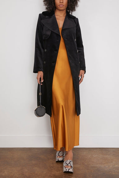 Callas Milano Coats Bogart Velvet Trench Coat in Black Callas Milano Bogart Velvet Trench Coat in Black