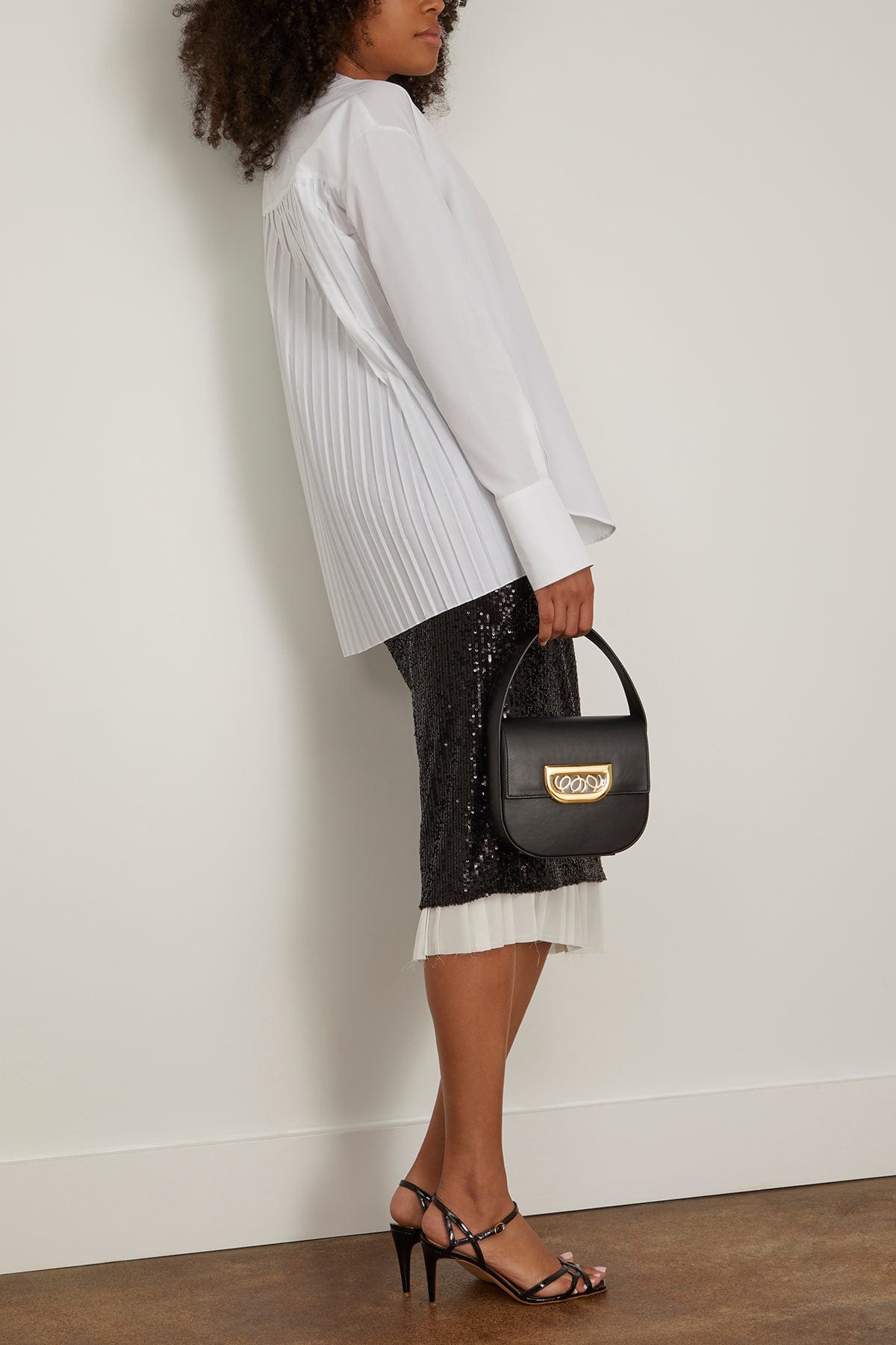 Callas Milano Tops Nur Pleated Back Crewneck Tunic in White Callas Milano Nur Pleated Back Crewneck Tunic in White