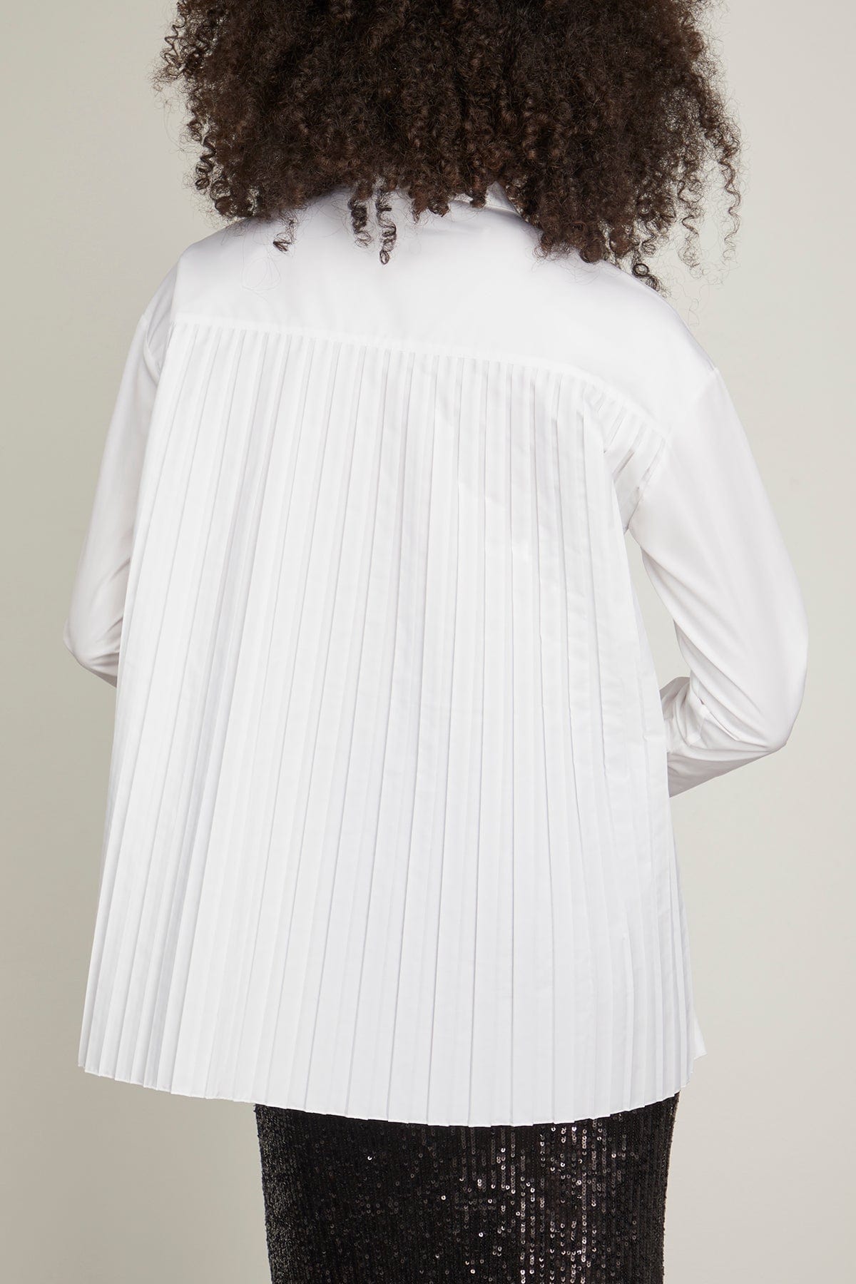 Callas Milano Tops Nur Pleated Back Crewneck Tunic in White Callas Milano Nur Pleated Back Crewneck Tunic in White