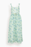 Markarian Dresses Apple Corset Midi Dress in Blue and Green Floral Organza Apple Corset Midi Dress in Blue and Green Floral Organza
