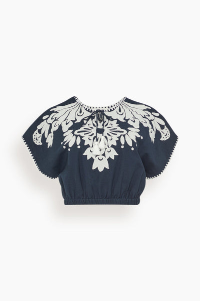 Liliana Applique Top in Navy