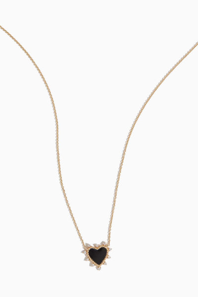 Onyx Spike Heart Necklace in 14k Yellow Gold