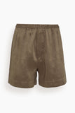 Loulou Studio Shorts Adonia Elastic Waistband Short in Deep Taupe Adonia Elastic Waistband Short in Deep Taupe