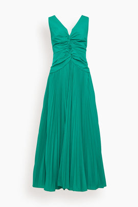 Vivianne Cotton Midi Dress in Kelly Green