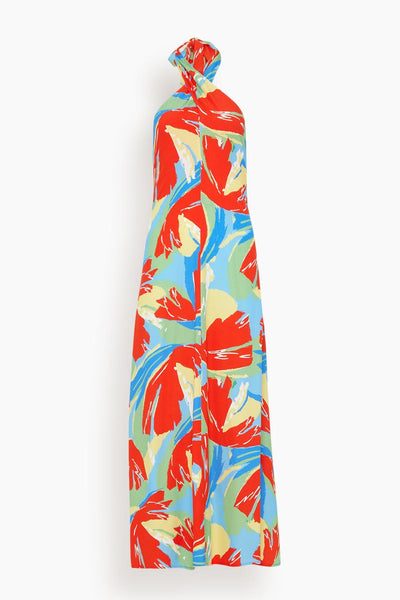 Neve Cross Front Halter Dress in Abstract Print