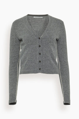 Shrunken V Cardigan in Medium Heather Grey