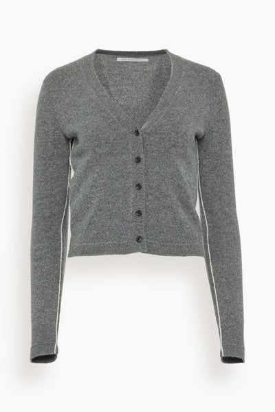 Shrunken V Cardigan in Medium Heather Grey