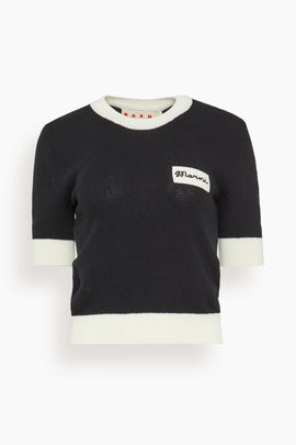 Short Sleeve Crewneck Sweater in Black