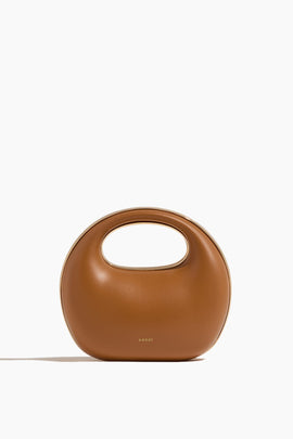 Leather Round Bag in Camel