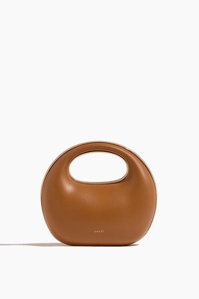 Leather Round Bag in Camel