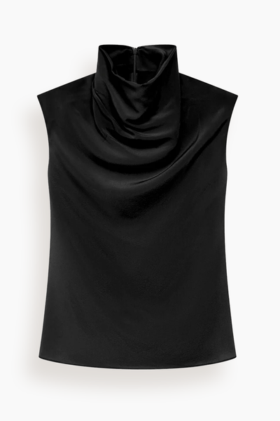 Silk Draped Top in Black