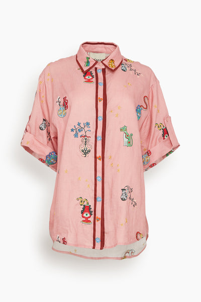 Timmy Embroidered Shirt in Pink