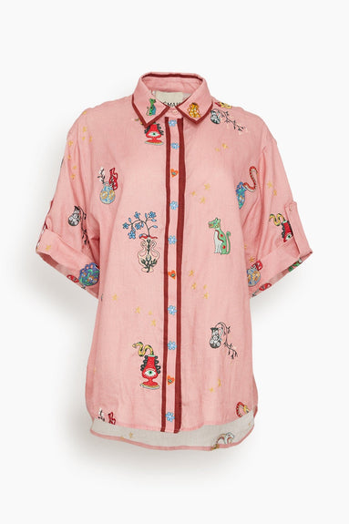 Alemais Tops Timmy Embroidered Shirt in Pink Alemais Timmy Embroidered Shirt in Pink